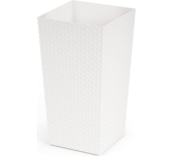 Кашпо напольное "Ротанг" 220х220х410мм (белый) 