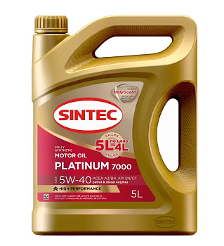 Масло SINTEC Платинум 7000 SAE 5W40 ACEA A3/B4 5л 