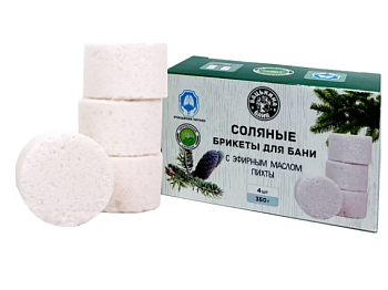 Соляные брикеты для бани "С эфирным маслом Пихта" 350гр. ТМ "Бацькина баня"/16