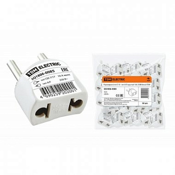 Переходник (тип C1-B - тип A/F) круглый 16А 250В белый TDM,серый 