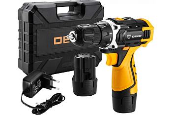 Дрель-шуруповерт акк. DEKO DKCD12FU-Li в кейсе + набор 63 инструмента для дома, 12В, 2х2.0Ач