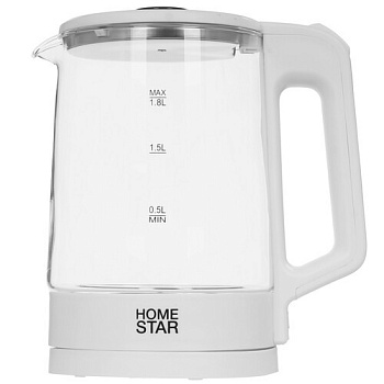 Чайник Homestar HS-1008 (1,8 л), стекло, белый