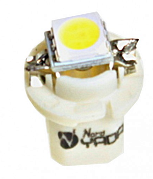 Светодиод 12V T5B8,5d-02 (1SMD) W1.2W Base:B8.5d 0.1W 5l белый TM NORD YADA																									