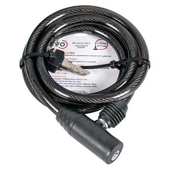 Замок тросовый PK-BIKE-1012-KEY (10х1200) 2key/подвес (57447) (PUNTO)