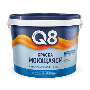 Краска акриловая водно-дисперсионная моющаяся FORMULA Q8 БЕЛАЯ МАТОВАЯ 25 кг.