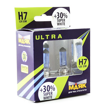 Автолампа H7 12- 55 Pх26d Super White "Маяк УЛЬТРА"