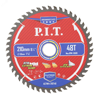 Диск пильный по дереву P.I.T. ADVANCE 200x30x1,4 мм, 48T Carbide, зуб ATB 15° (ACTW14-200T48)