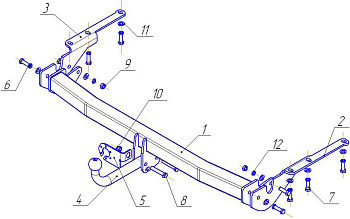 Тягово-сцепное устройство  TOYOTA RAV-4 з/к на двери (2005-2009)