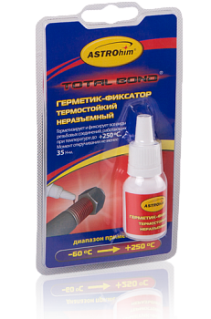Герметик-фиксатор Astrohim, термостойкий неразъемный, красный, 6мл