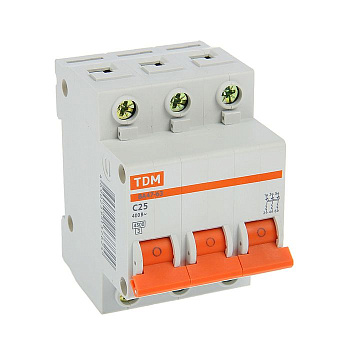 Автомат ВА47-63 3Р 25A 4,5kA С TDM, без пломбы