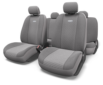 Чехлы Автопрофи Comfort Gobelen, плотная жакардовая ткань (11 предметов) серый/линия