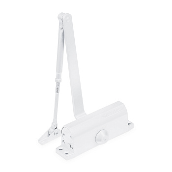 Доводчик дверной NOTEDO DC-080-HO с фиксатором SILVER, WHITE 60-100кг белый, серебр.