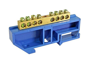 Шина "N" нулевая на DIN-рейку в изоляторе 6х9мм 8 групп стойка бол. 90718