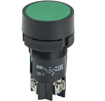 Кнопка SB-7 "Пуск" d22мм 1з+1р 0.6-10А 240В зел. IEK BBT40-SB7-K06