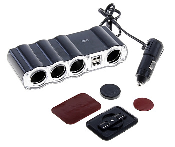Разветвитель в прикуриватель (WF-4008) 4 выхода +2 USB NO.1504