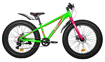 Велосипед NOVATRACK FATBIKE 24" SUV алюм.рама 13, зеленый, 7-скор, TY200/TS38, диск.торм.STG