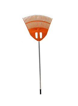 Грабли веерные пластмассовые 23 зуба "Гардения" оранж. 500мм  с аллюм. черенком