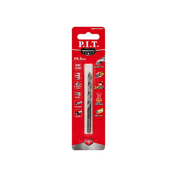 Сверло по металлу самоцентрирующееся P.I.T. DRUA AMED16-0005A (HSS, Ø5,5мм, 93х57мм,SharkStep)