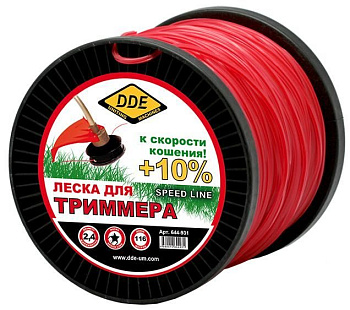Корд триммерный на катушке DDE "Speed line" (звезда) 2,4 мм х 120 м, красный