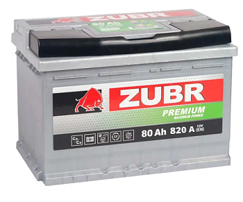 Аккумулятор ZUBR Premium 6ст-80 L+ (прям.) п/п