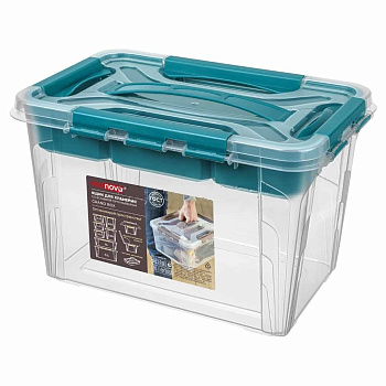 Ящик  универсальный с замками и вставкой-органайзером "GRAND BOX", 290х190х180ММ, 6,65Л (Голубой)