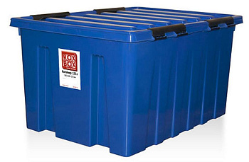 Ящик с крышкой на роликах, 120л синий