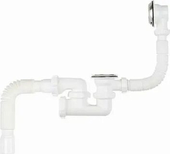 Сифон Aquant для ванны регулируемый 1 1/2"х40 с выпуском и переливом с гт 40х40/50