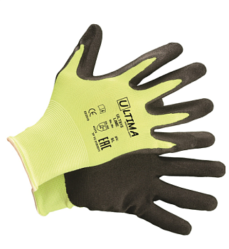 Перчатки ULTIMA 815 LIME нейлоновые с зернистым нитриловым покрытием 9L
