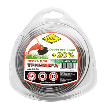 Корд триммерный в блистере DDE "Hard line" (круг армированный) 2,7 мм х 15 м, серый/красный