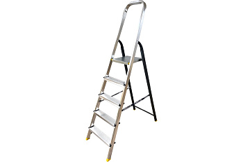 Стремянка комбинированная усиленная, алюминиевая со стальной задней ногой 5ст.