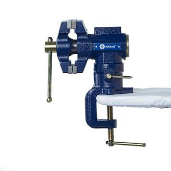 Тиски слесарные поворотные КОБАЛЬТ настольные, ширина губок 63мм, захват 58мм, 4кг, наковальня