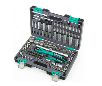 Набор инструментов 1/2", 1/4", CrV, 12 гранные головки, пластиковый кейс, 109 предмета// Stels