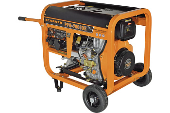 Генератор CARVER  PPG - 7000DE дизель (LT-186FA,5,0/5,5кВт,220В,бак12.5л,э/старт,колеса,медь)