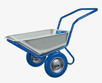 Тачка 2 колеса ПТ-500, 110л, 260 кг, П-образная ручка, полиуретан, ЗУБР