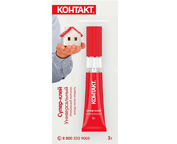 Супер-клей "КОНТАКТ" Универсальный, 3 г, арт. КМ 288-312
