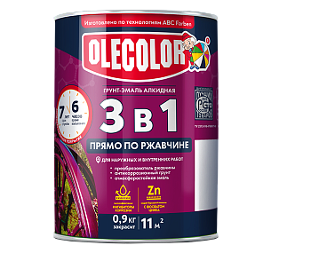 Грунт-эмаль по ржавчине Olecolor, голубой, 0,9кг