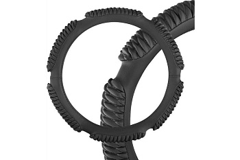 Оплетка SKYWAY Sponge ribby 6 подушечек M Черная экокожа