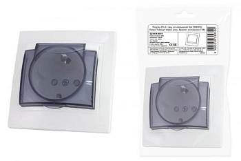 Розетка 2П+З с защ. шт. и крышкой 16А 250В IP42 белая "Таймыр" (пром. упак., бакелит. основание) TDM