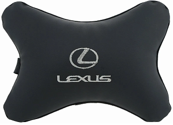 Подушка на подголовник кожа иск. черная LEXUS