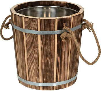 Запарник 12л с нержавеющей вставкой, обожженая липа "Банные штучки"