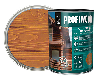 Антисептик лаковый PROFIWOOD атмосферостойкий алкидный тик 2.6 л / 2,4 кг