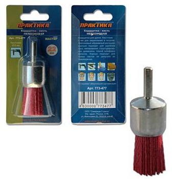 Кордщетка для дрели абразивная ПРАКТИКА 22 мм кистеобразная, хвост 6мм
