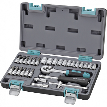 Набор инструментов, 1/4" STELS CrV, пластиковый кейс, 29 предм.