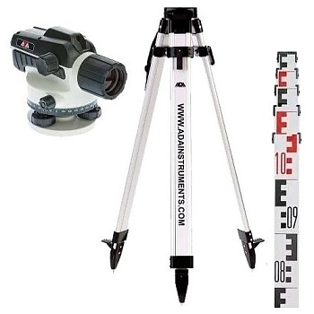 Нивелир оптический ADA Basis с поверкой + рейка нивелирная телескоп. ADA STAFF 3+штатив ADA Light S