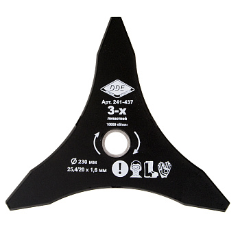 Диск для триммера DDE DAGGER CUT 3-хлопастной, 230 х 25,4/20 мм (толщина = 1,6 мм)