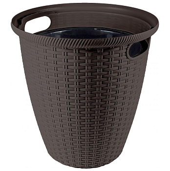 Кашпо InGreen Rattan D 328мм 20л с внутренним горшком 11 л, Горький шоколад