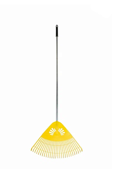 Грабли веерные пластмассовые 28 зубцов "Гардения" цветные  (желтые) с фибергласовым черенком