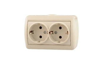 Розетка 2 ОП "NATA" с/з керамика/крем