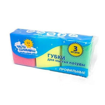 Губка ПРОФИЛЬН., 3шт."Чисто-Солнышко"