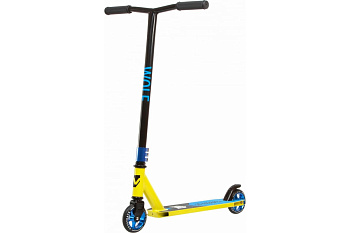Самокат NOVATRACK WOLF EL, PU колеса алюм.ободом, зажим 3 болта, стальной,черно-лимонный